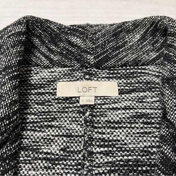 Loft Black and White Tweed Knit Sweater Blazer with Tie Size Small - Picture 6 of 7